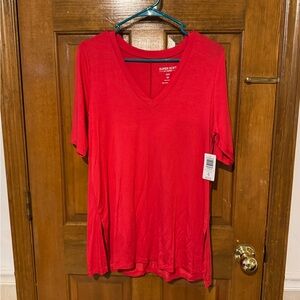 Women's Red V-Neck Top